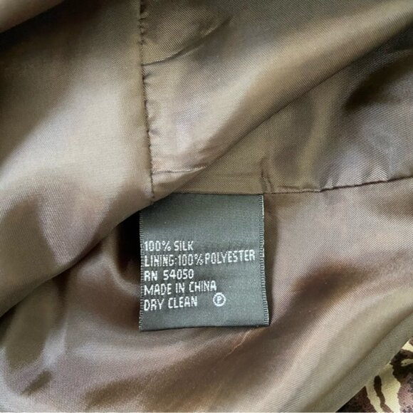 Kasper Pure Silk 2-Piece Blazer  Camisole Brown Black Cream Abstract Size US 8 - Picture 11 of 16